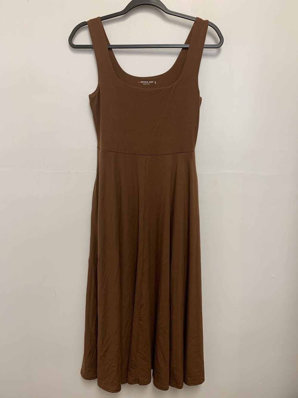 American Giant Women's Premium Tank Tee Midi Dress Brown Size Small